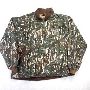 Vintage Ideal Camo Bomber Jacket Utility Pattern Full Zip *Fits XL Made USA Mens